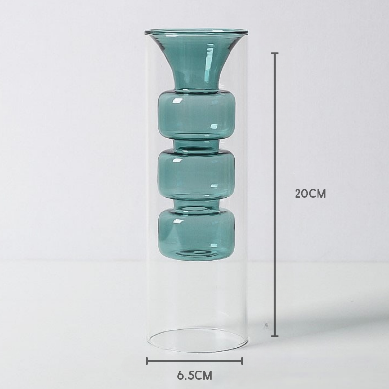 Modern Double Glass Plant Vase - Lia's Room