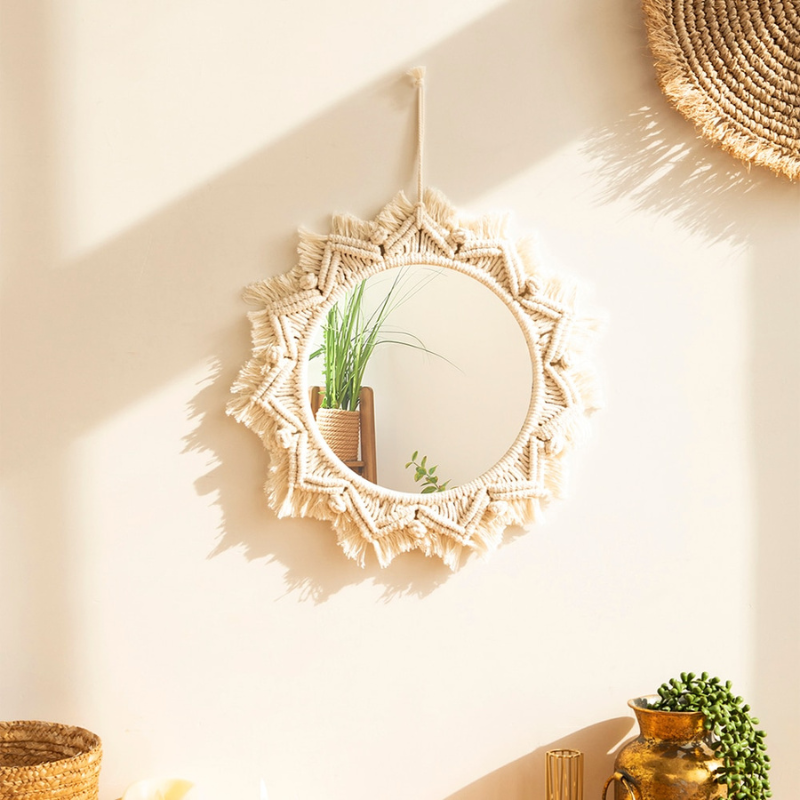 Boho Sunburst Macrame Mirror - Lia's Room