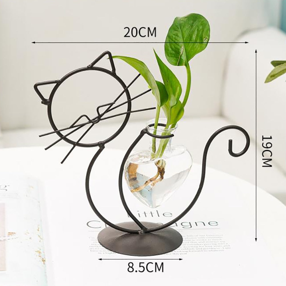 Whimsical Cat-shaped Desktop Glass Planter - Lia's Room