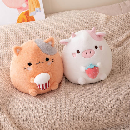 Popcorn Cat & Strawberry Cow Plush - Lia's Room