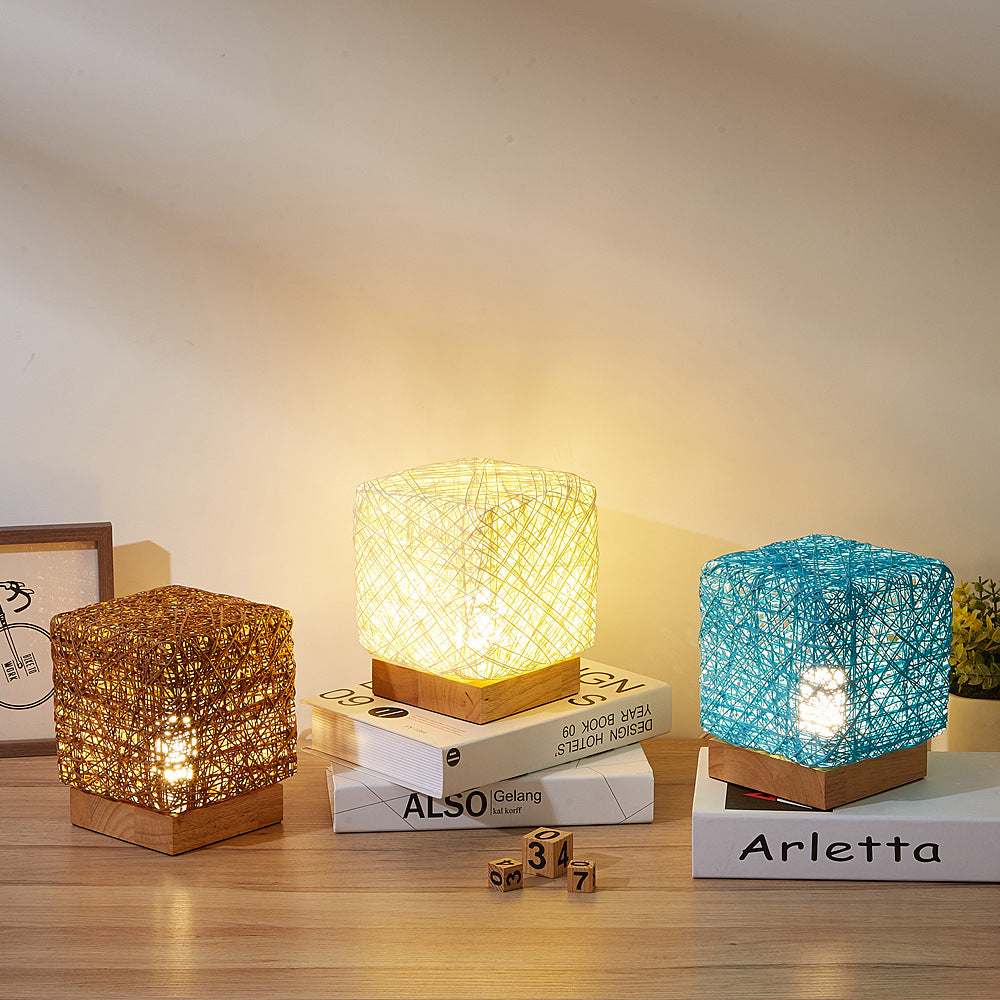 Rattan LED Square Lamp - Lia's Room