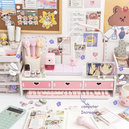 SweetKawaii Organization: Desk Organizer and Monitor Stand Combo - Lia's Room