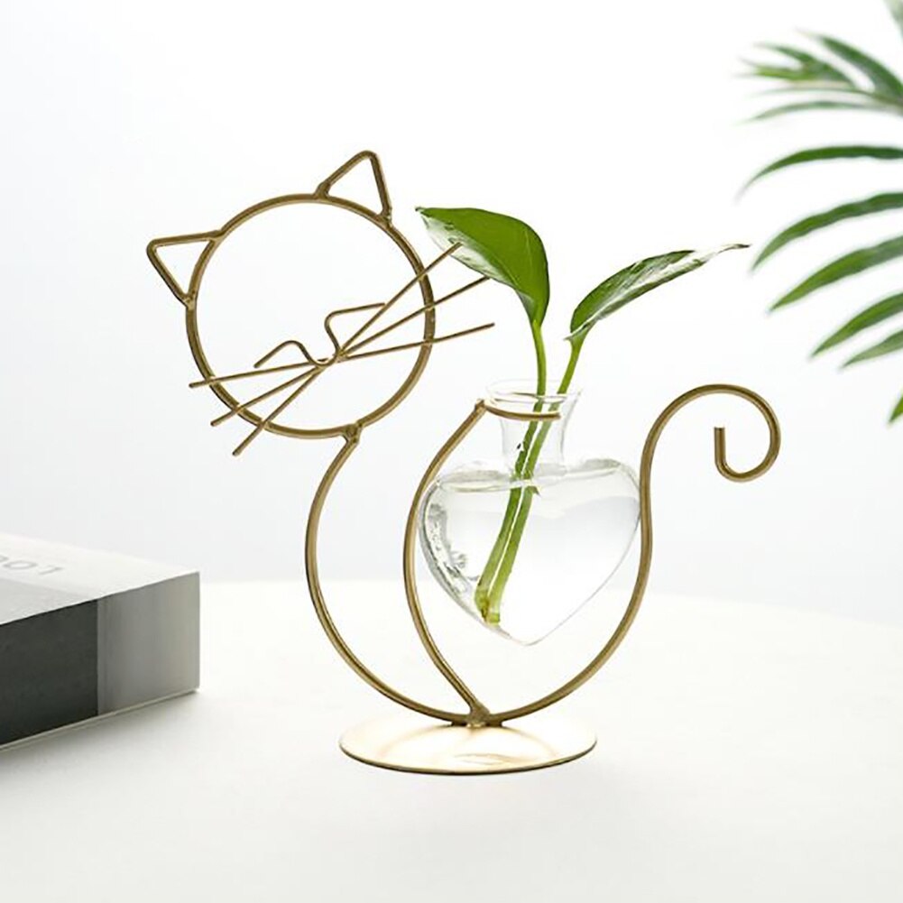 Whimsical Cat-shaped Desktop Glass Planter - Lia's Room