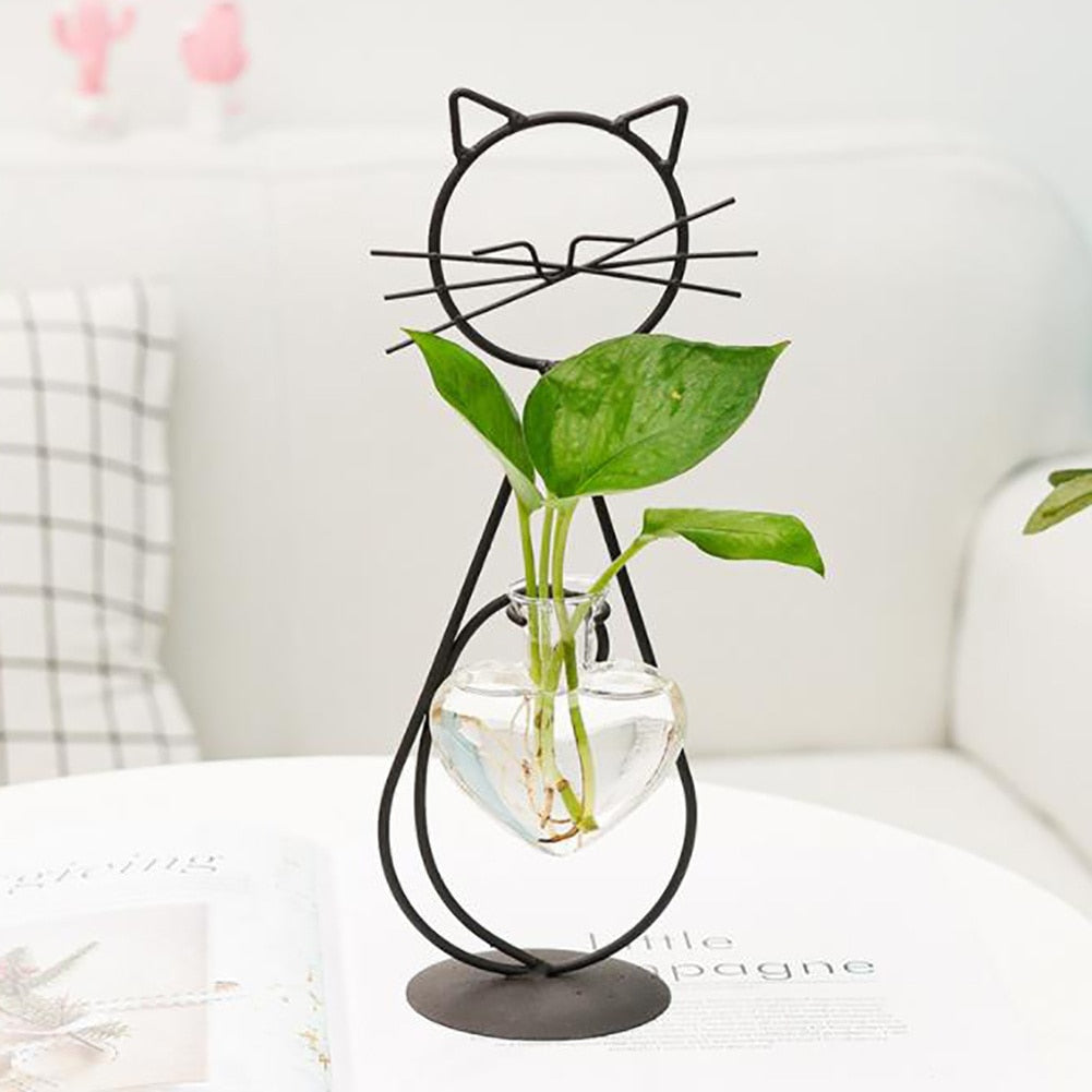 Whimsical Cat-shaped Desktop Glass Planter - Lia's Room