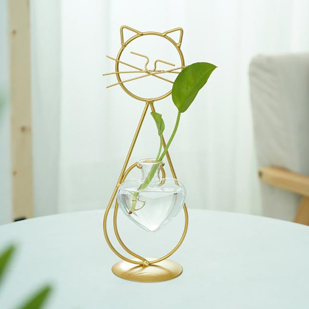 Whimsical Cat-shaped Desktop Glass Planter - Lia's Room