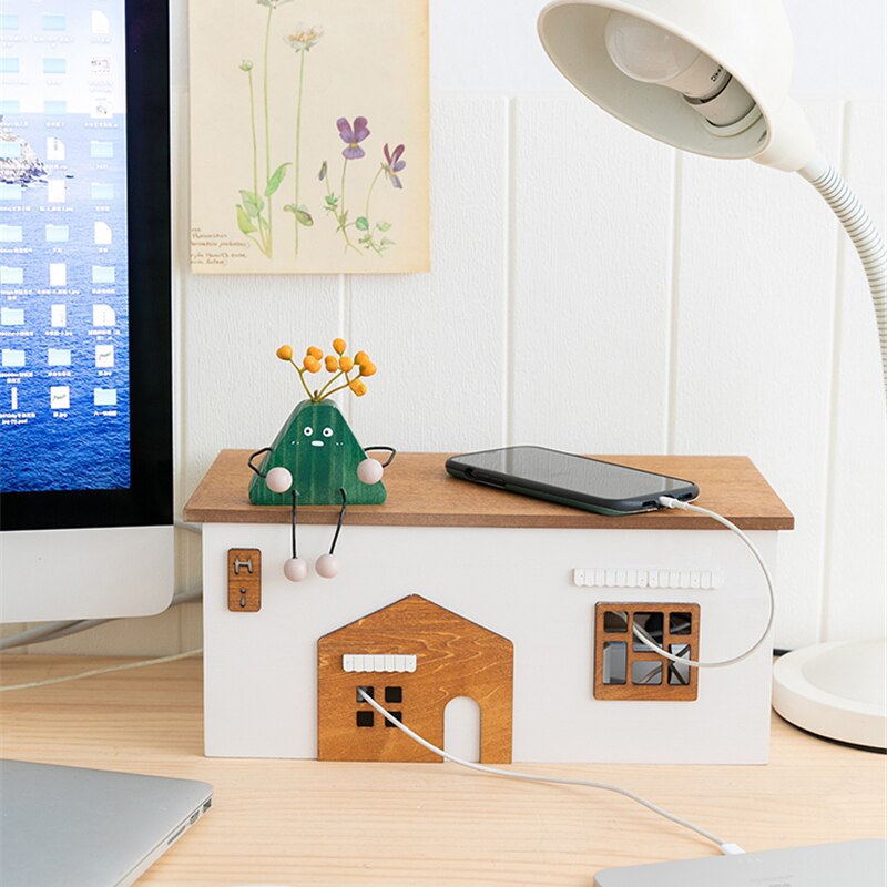 CableHouse - Wooden Desk Organizer and Wire Storage Box - Lia's Room