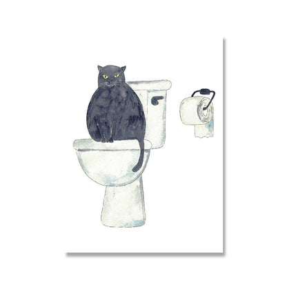 Funny Cat Washroom Painting