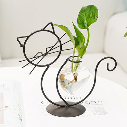 Whimsical Cat-shaped Desktop Glass Planter - Lia's Room