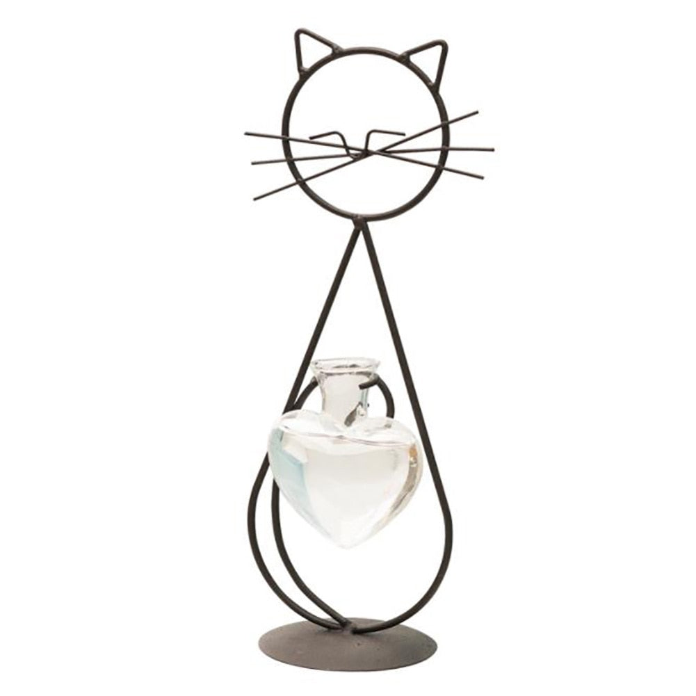 Whimsical Cat-shaped Desktop Glass Planter - Lia's Room