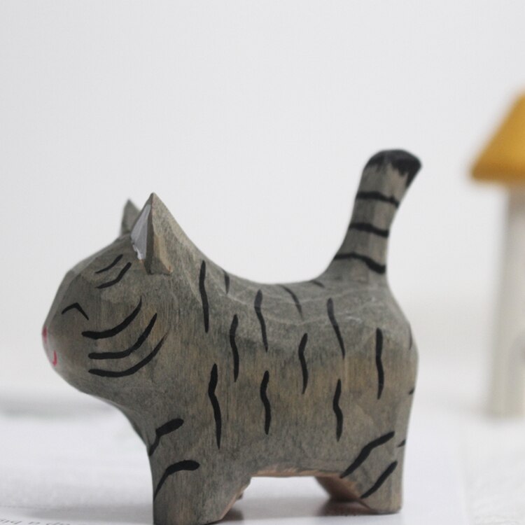 Handmade Wood Carving Kitten - Lia's Room