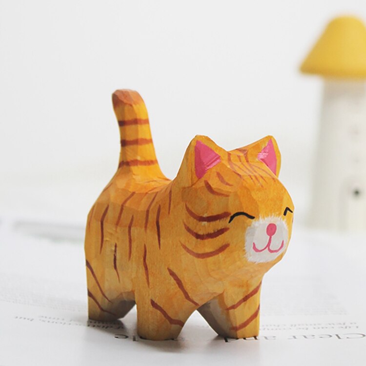 Handmade Wood Carving Kitten - Lia's Room