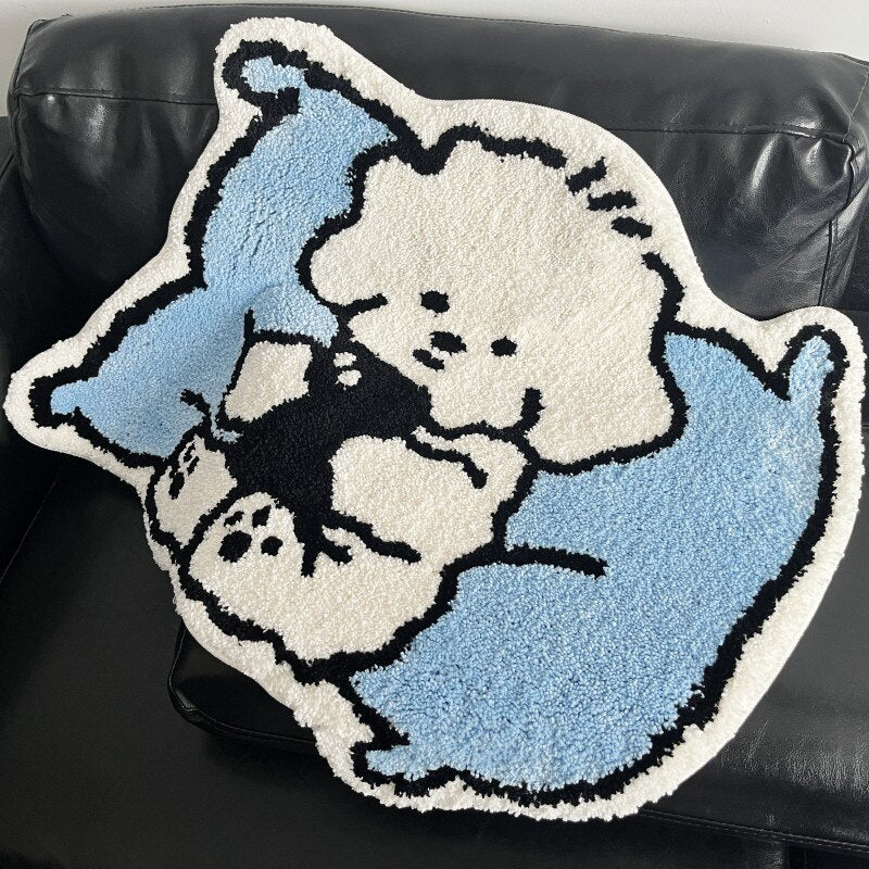 White Puppy Cartoon Rug - Lia's Room