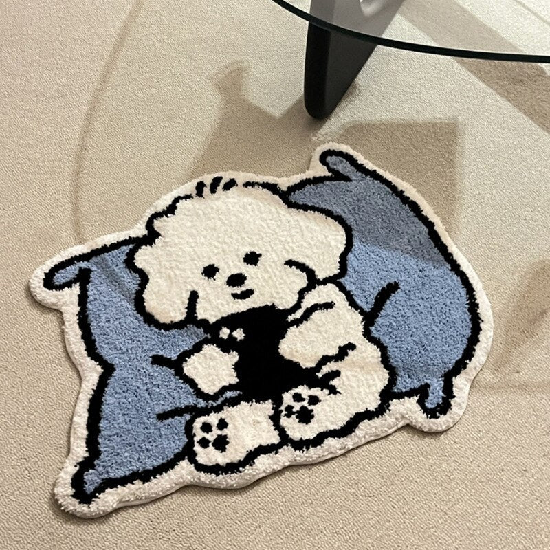 White Puppy Cartoon Rug - Lia's Room