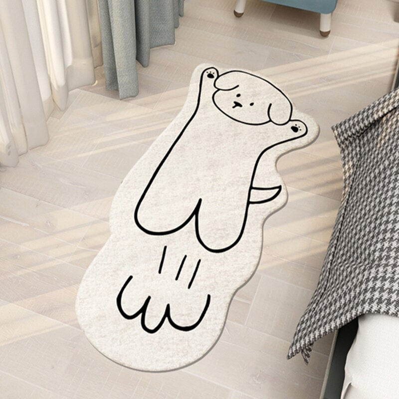 Cartoon White Bedside Rug - Lia's Room