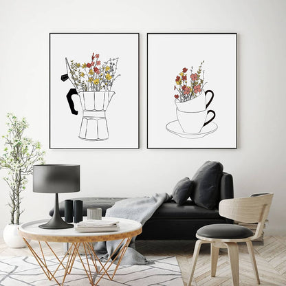 Coffee Lover Canvas Painting Cups - Lia's Room