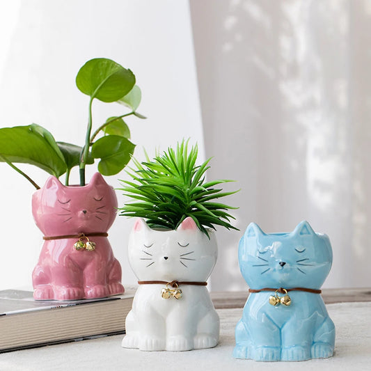 Ceramic Kitty Flower Pot - Lia's Room