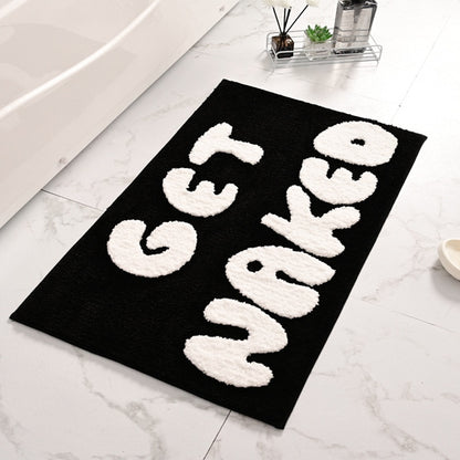 "Get Naked" Bath Rug - Lia's Room Black and White 