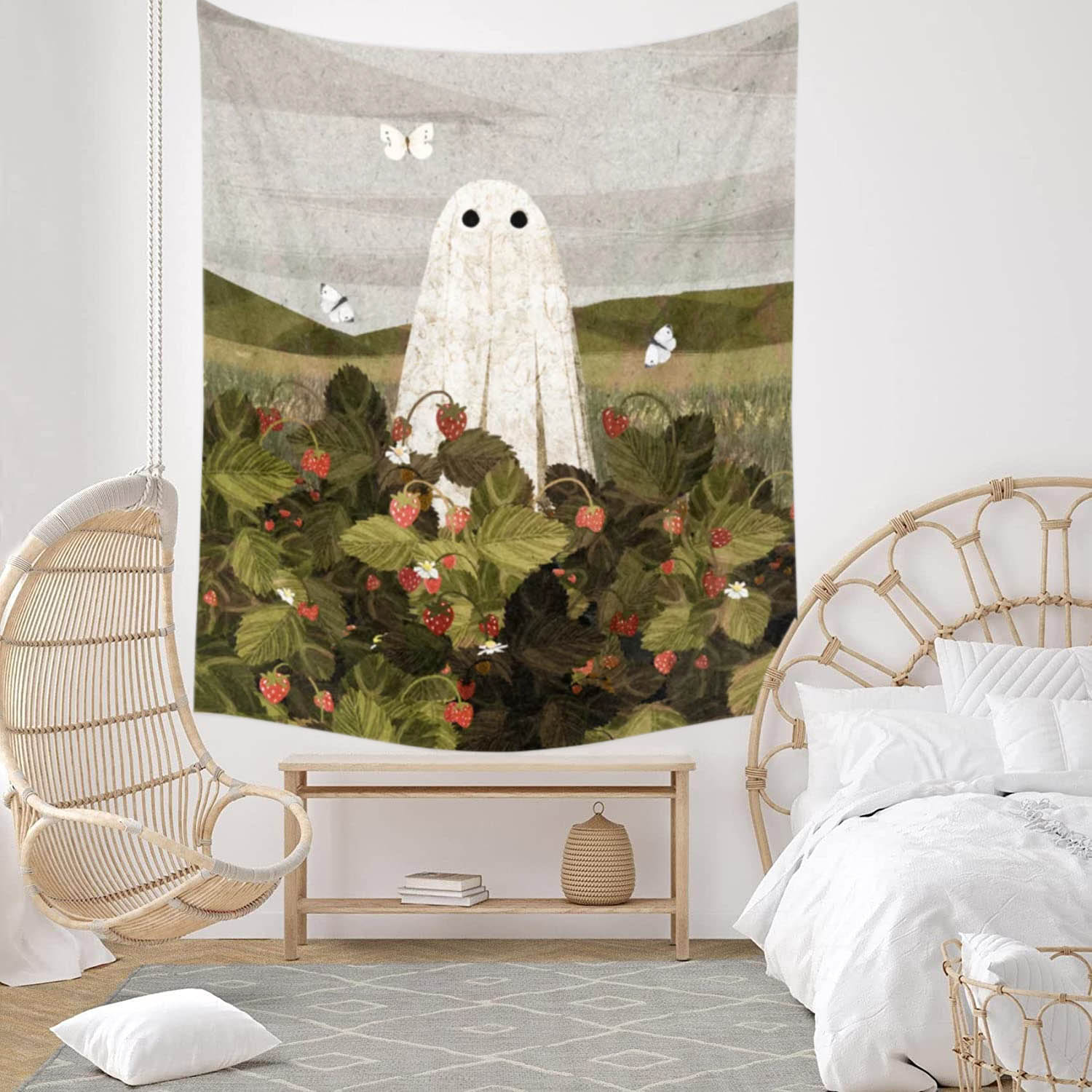 Strawberry Ghost Tapestry - Lia's Room