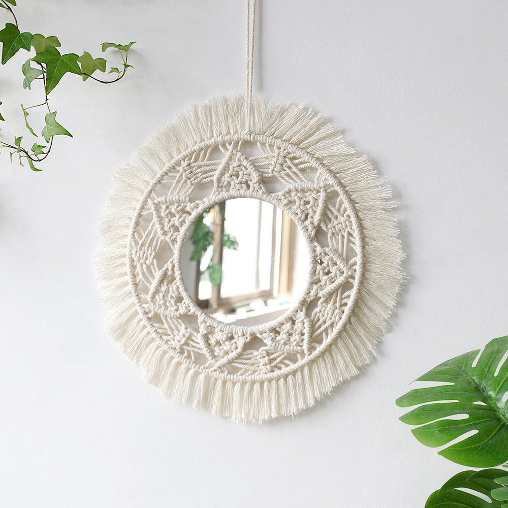 Boho Sunburst Macrame Mirror - Lia's Room