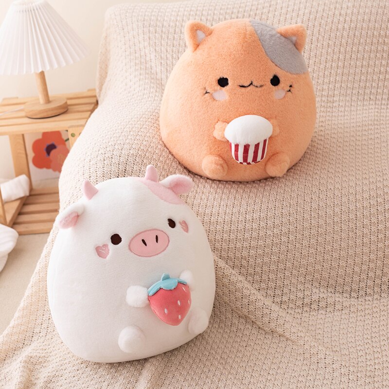 Popcorn Cat & Strawberry Cow Plush - Lia's Room