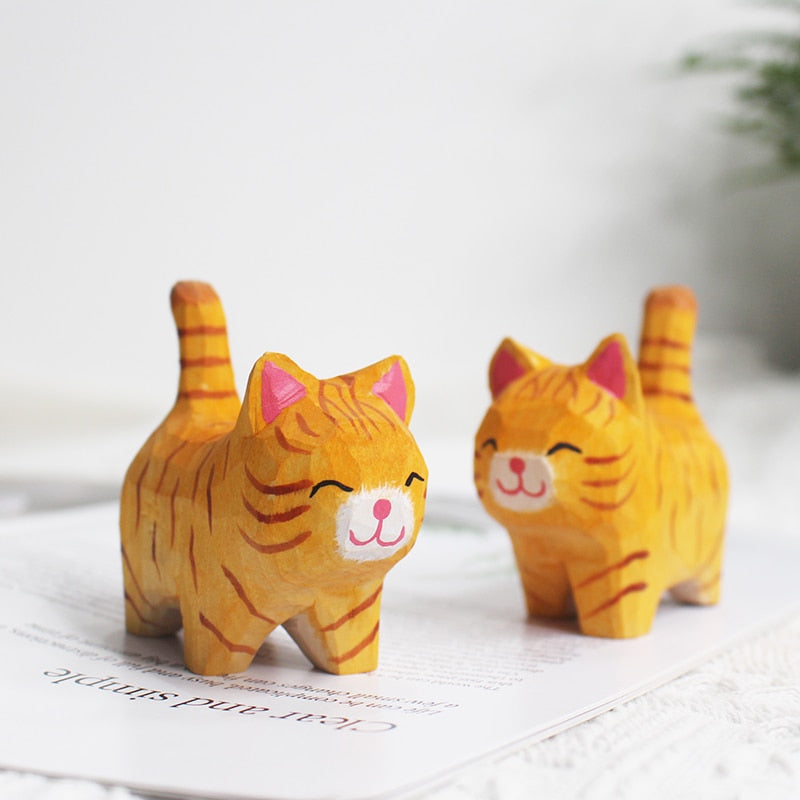 Handmade Wood Carving Kitten - Lia's Room