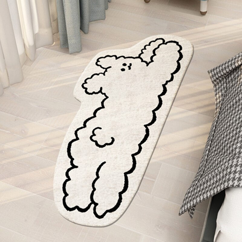 Cartoon White Bedside Rug - Lia's Room