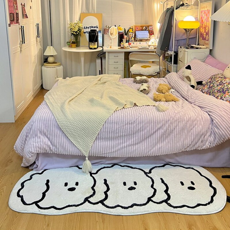 Cartoon White Bedside Rug - Lia's Room