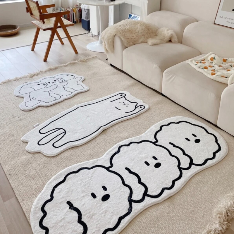 Cartoon White Bedside Rug - Lia's Room