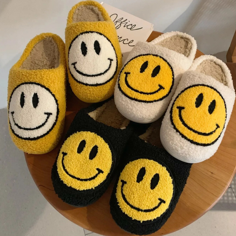 Smiley Fur Slippers - Lia's Room