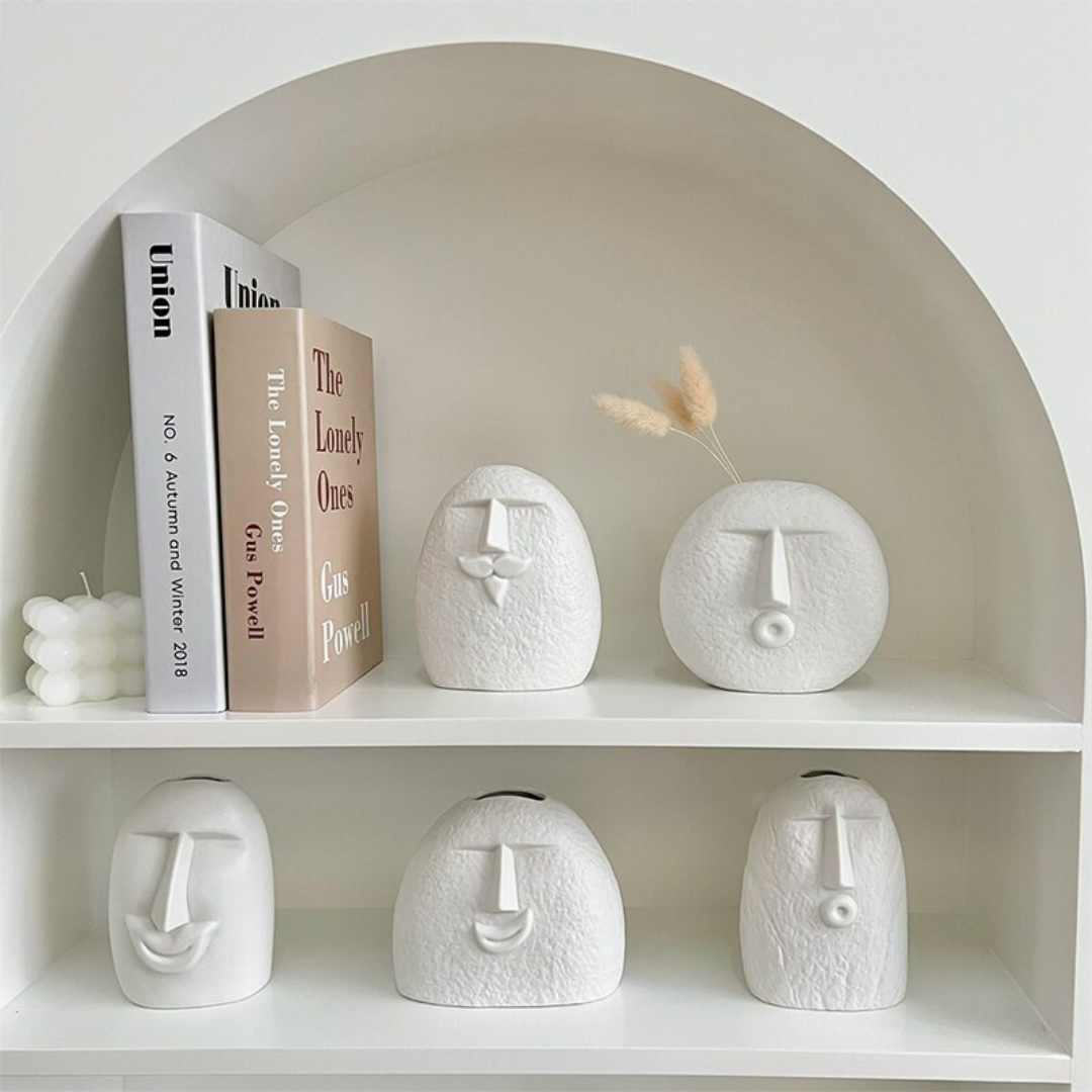 Nordic Bloom: Ceramic Vase with Sculpted Face - Lia's Room