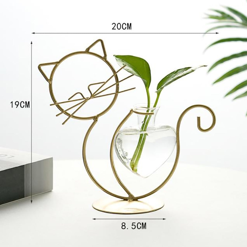 Whimsical Cat-shaped Desktop Glass Planter - Lia's Room