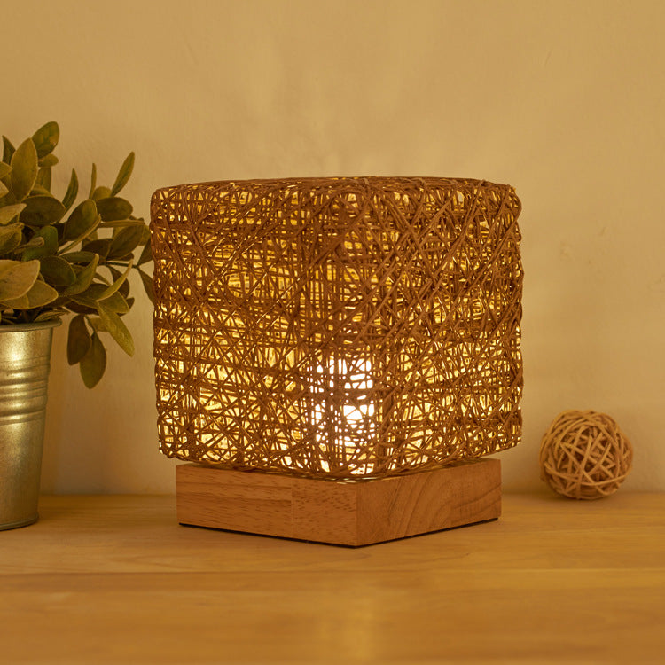 Rattan LED Square Lamp - Lia's Room