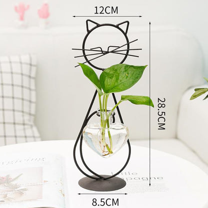 Whimsical Cat-shaped Desktop Glass Planter - Lia's Room