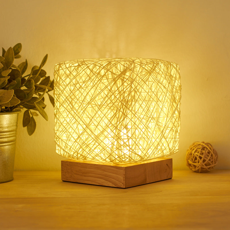 Rattan LED Square Lamp - Lia's Room