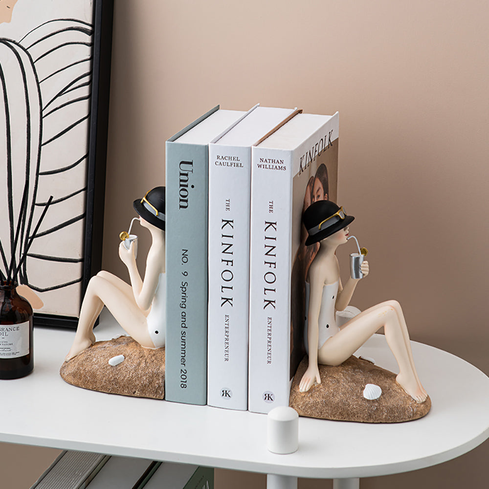 Beach Girl Bookends - white