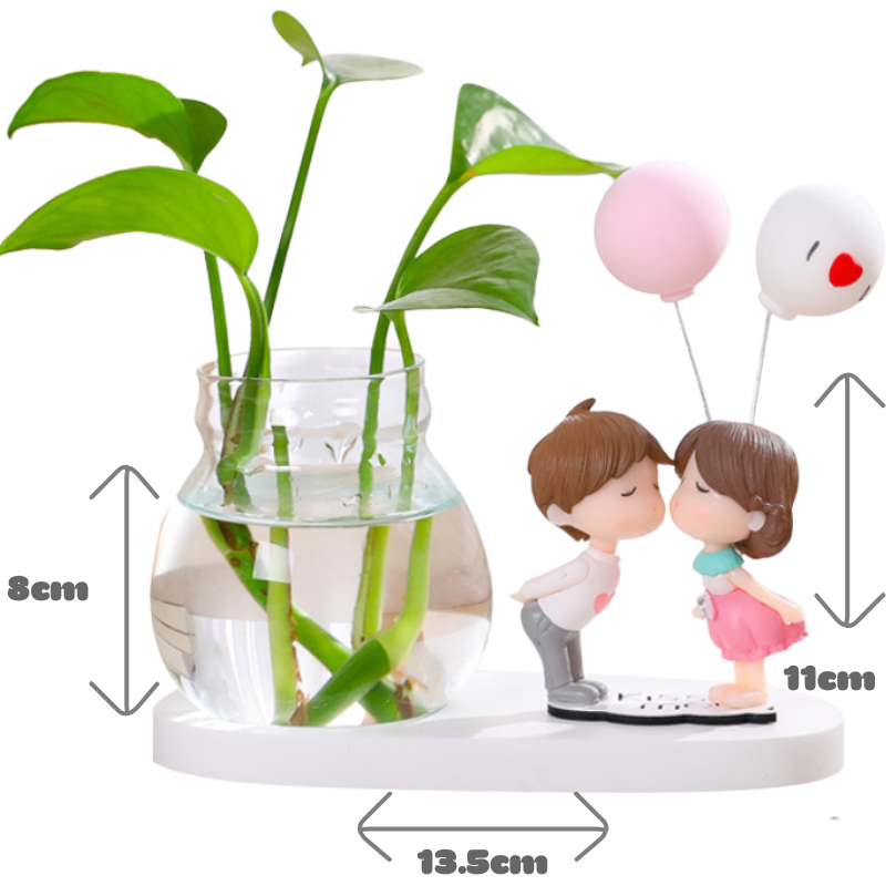 Couple Glass Vase Arrangement Ornament Water Grow Flowers - Lia's Room