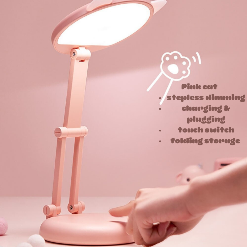 Portable Cat Ear Folding Table Desk Lamp with Natural Light for Office - Lia's Room