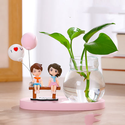 Couple Glass Vase Arrangement Ornament Water Grow Flowers - Lia's Room