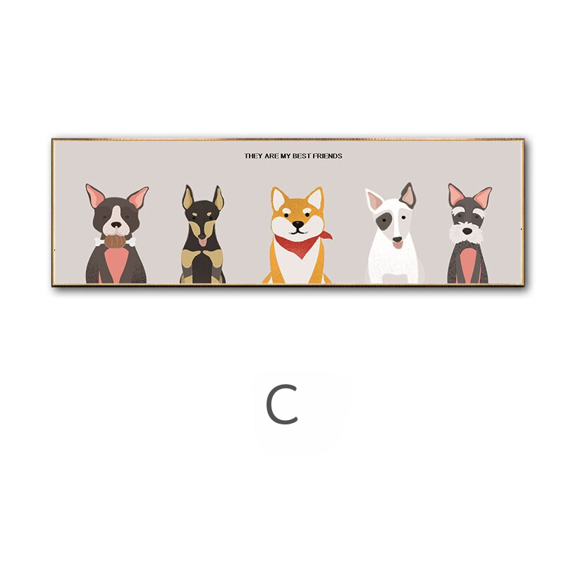 Cute Animal Cats and Dogs Art Canvas Poster for Wall - Lia's Room