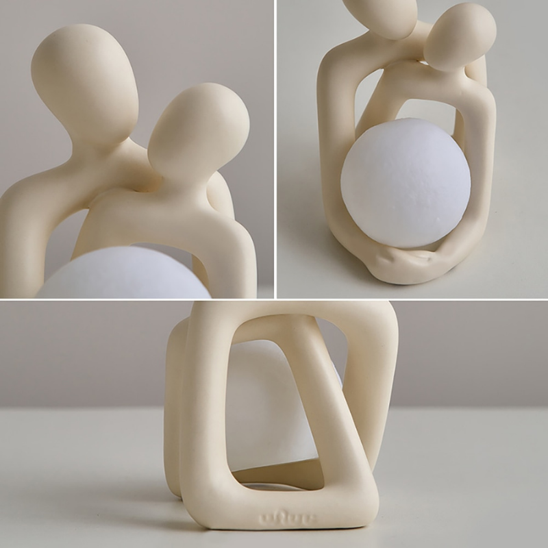 Captivating Couple Sculpture with Luminous Ball - Lia's Room