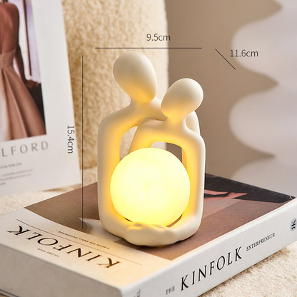 Captivating Couple Sculpture with Luminous Ball - Lia's Room