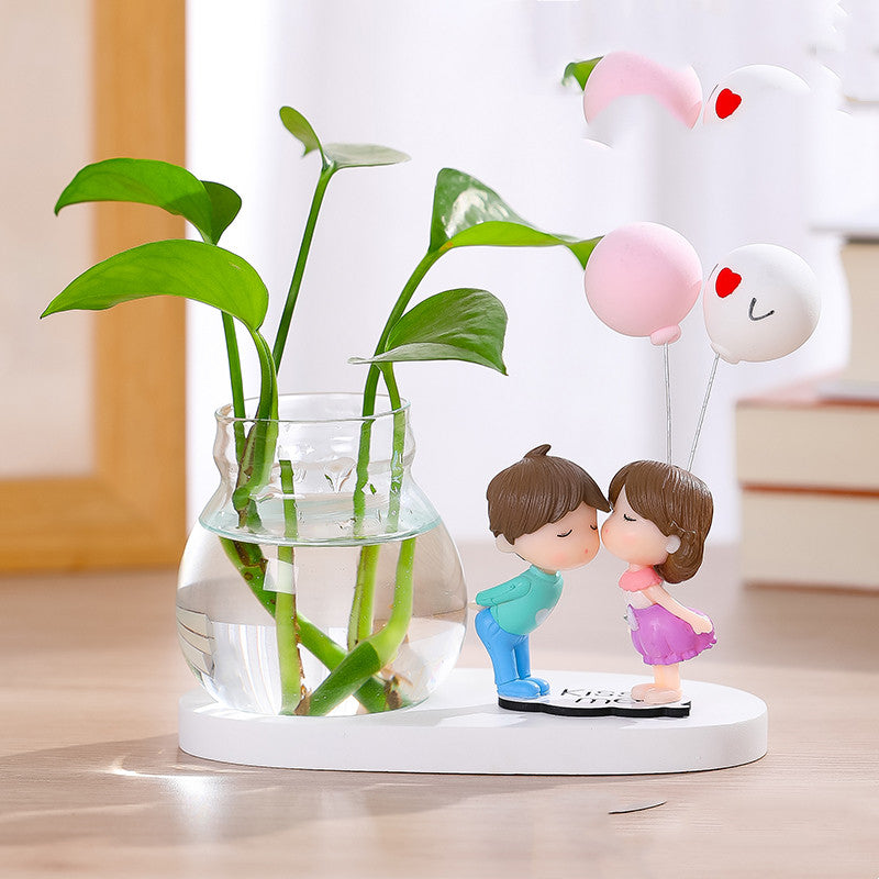 Couple Glass Vase Arrangement Ornament Water Grow Flowers - Lia's Room