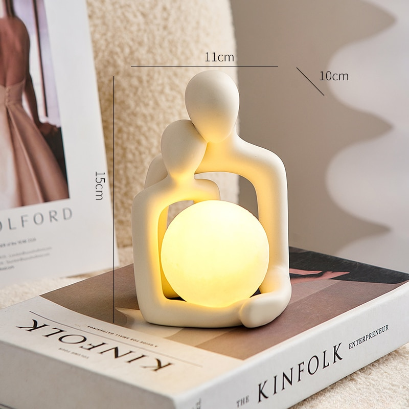 Captivating Couple Sculpture with Luminous Ball - Lia's Room