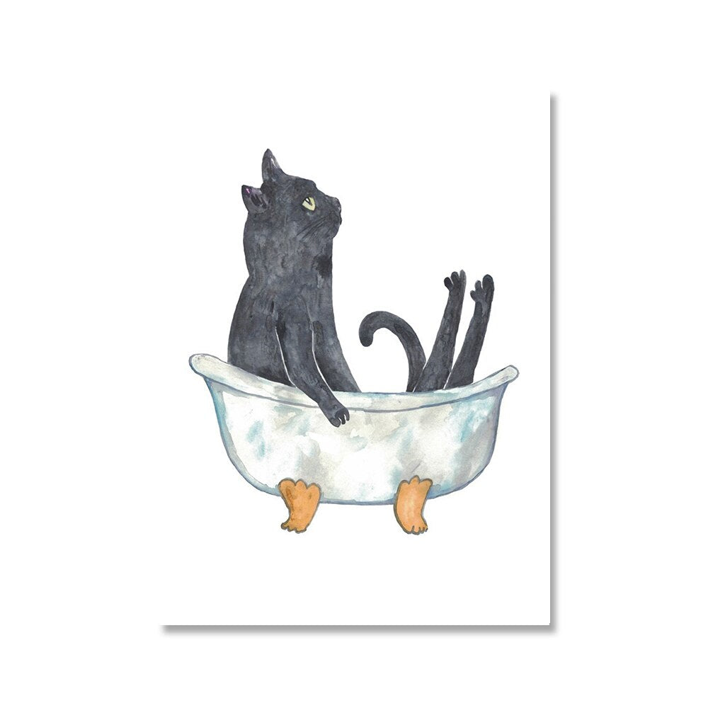 Funny Cat Washroom Painting
