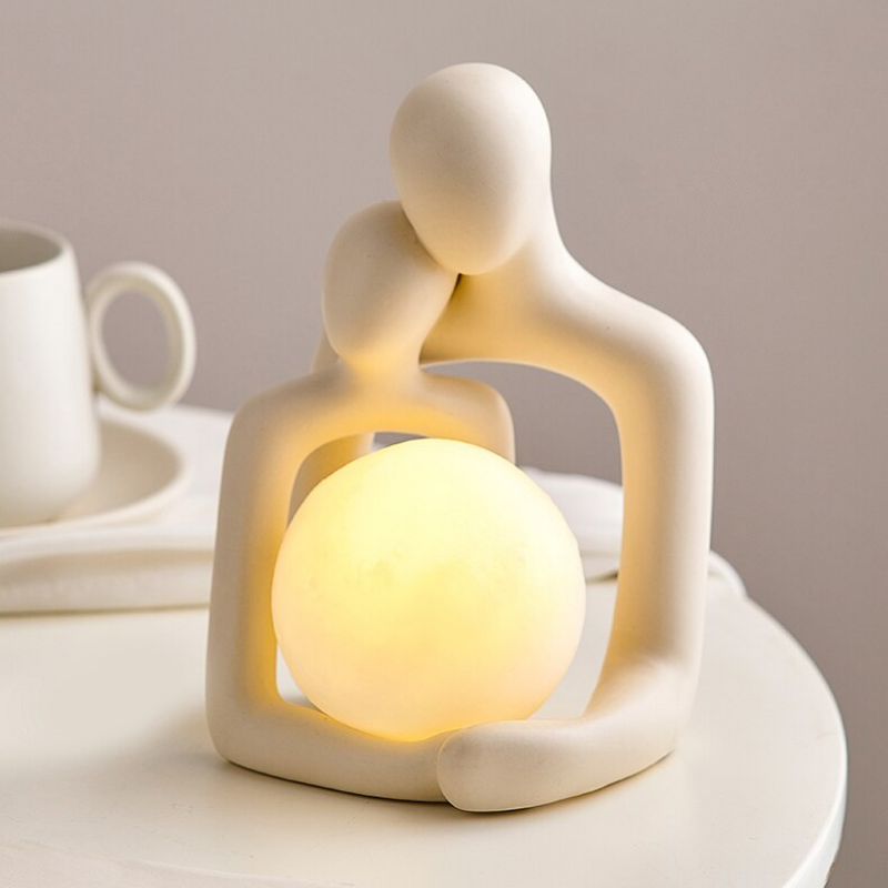 Captivating Couple Sculpture with Luminous Ball - Lia's Room