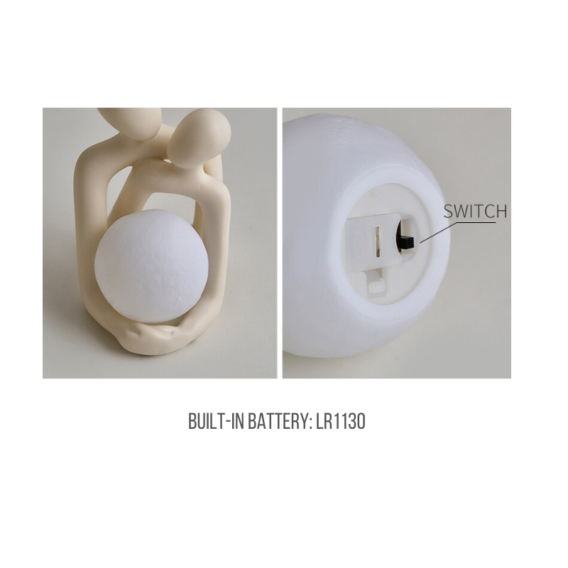 Captivating Couple Sculpture with Luminous Ball - Lia's Room