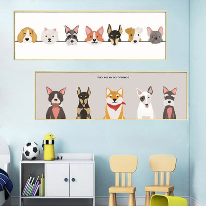 Cute Animal Cats and Dogs Art Canvas Poster for Wall - Lia's Room