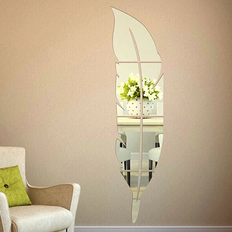 DIY Wall Mirror Sticker Feather Pattern - Lia's Room