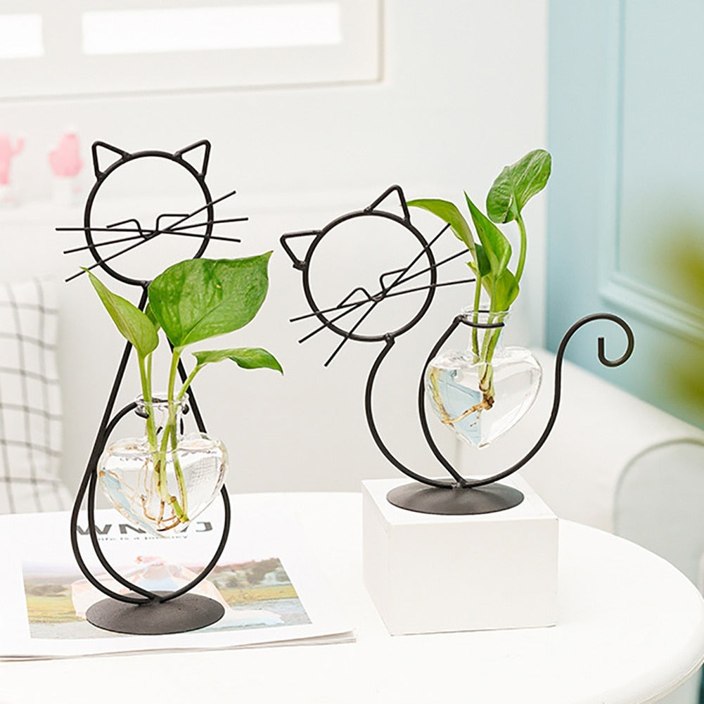 Whimsical Cat-shaped Desktop Glass Planter - Lia's Room