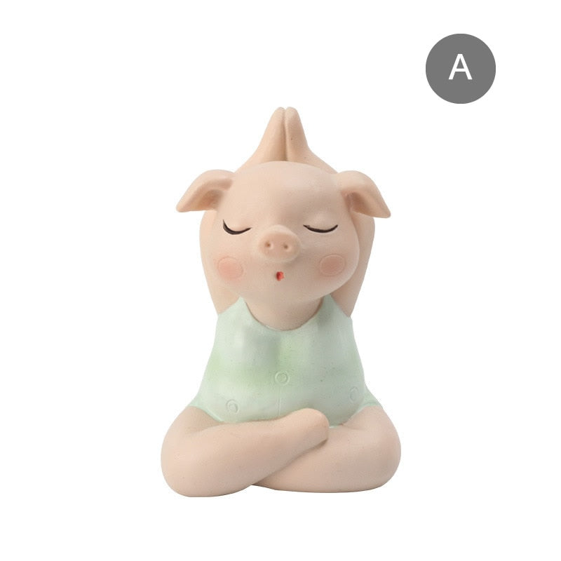 Mini Yoga Pig Girl Statue Décor Ornament - Lia's Room